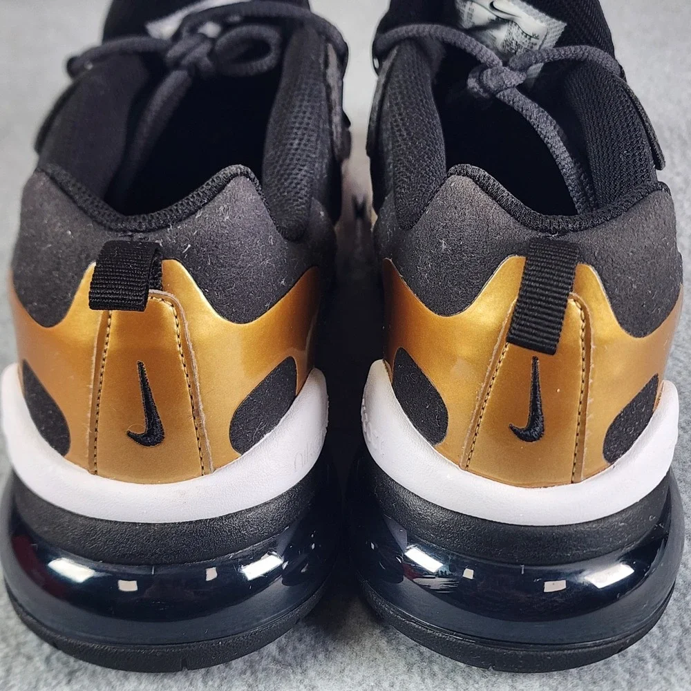 Nike Air Max 270 React‎ (GS) Shoes 7Y Black Gold BQ0103-005